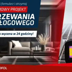 Darmowy projekt ogrzewania podłogowego. Termowizja pokazuje rozkład ciepła. Bezpłatna wycena w 24h.